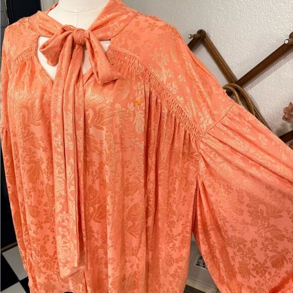 Free People Orange Floral Blouse - Picture 3 of 7